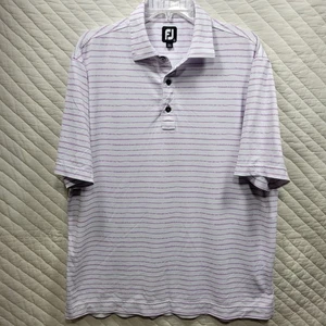 FootJoy FJ Men's Performance S/S Polo Shirt Purple/White Stripe • Large - Picture 1 of 9