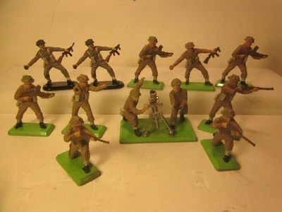LOTE DE DETALLES DE GRAN Bretaña/10 soldados de infantería británicos de la segunda guerra mundial + mortero con 2 soldados Foto 1 de 4