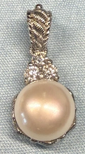 Judith Ripka Sterlingsilber 8 mm Perle und Diamonique Verstärker 1 Zoll - Bild 1 von 15