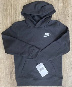 Nike Boys Fleece Pullover Hoodie Hooded Sweatshirt Black Sz 7 86F322-023 - Picture 1 of 2