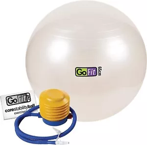 GoFit Stability Excersize Ball (White - 65cm) w/ foot pump and plugs - Picture 1 of 7