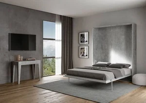 Letto matrimoniale Tokyo verticale a scomparsa cemento - Foto 1 di 2