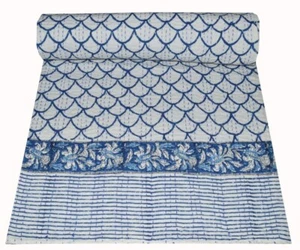 Indian Vintage Quilt Kantha Floral Bedspread Cotton Blanket Ralli Gudari - Imagen 1 de 5