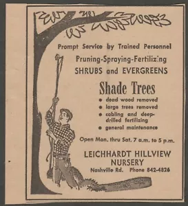 ANNUNCIO VINTAGE LEICHHARDT HILLSIDE NURSERY BOWLING VERDE, KY 4 GIUGNO 1967 - Foto 1 di 1
