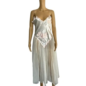 Victoria Secret Vtg 1990 Satin Nightgown M Gold Label Basque Fairy Babydoll - Picture 1 of 10