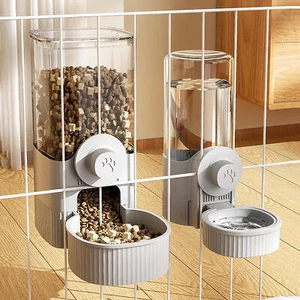 Dog Cat Feeder Automatic Dispenser Pet Dry Food Water Bowl Dish Stand Feeder - Picture 1 of 14