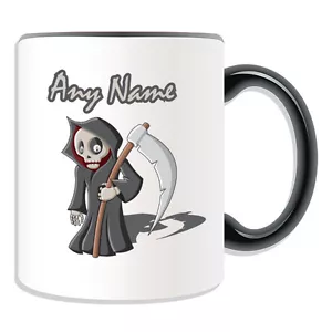 Personalisierte Geschenk Sensenmann Tasse Spardose Personalisieren Name Sterbe Tasse Halloween - Bild 1 von 20