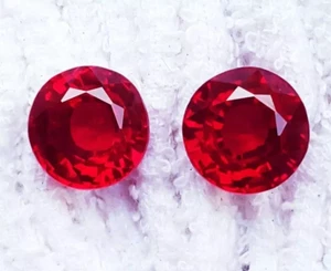 GIE Certified Natural Ruby Burma Loose Gemstone 20 Ct Pair 2 Pcs Round Cut - Picture 1 of 7