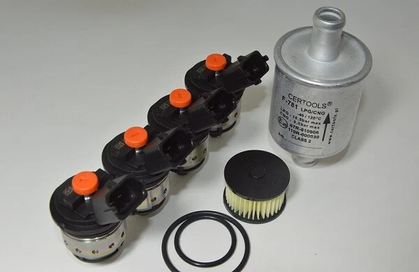 4 INIETTORI ORIGINALE LANDI RENZO TAPPO ARANCIONE GPL CONNETTORE FIAT (EURO 5) - Image 1 of 1