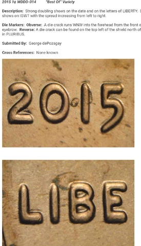 2015 Lincoln Shield Cent Double Die Obverse Best Of Variety WDDO-014 Cover