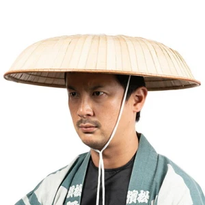 Adult Sandogasa Hat with Chin Strap & Goto, Perfect for Period Dramas & Cosplay - Picture 1 of 10