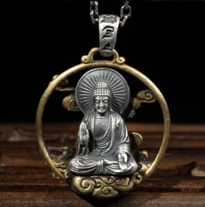 Collar Colgante Buda Bodhisattva y Cadena Espiritual ALTA CALIDAD Plata y Oro - Imagen 1 de 3