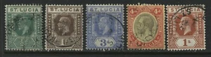 St. Lucia KGVI 1921 various values to 1/ used - Picture 1 of 1