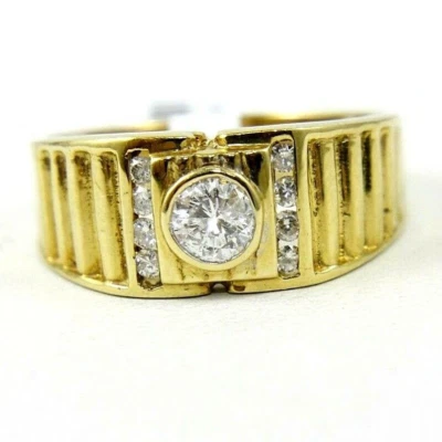 Natural Round Diamond Solitaire Wide Lady's Ring Band 18k Yellow Gold .48Ct - Image 1 of 4
