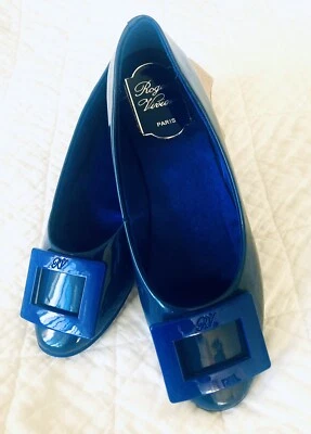Rodger Vivier Paris women shoes Ballet flat patent leather Ocean blue Size 36. - Image 1 of 4