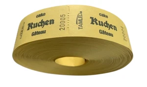 Bonrolle KUCHEN gelb Kuchenmarke Kuchenwertmarke Wertmarke 1000 Abriss/Rolle Bon - Picture 1 of 1