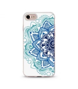 Coque Iphone 7 PLUS Iphone 8 PLUS Mandala Aztec ethnique Fleur Bleu doodling - Photo 1 sur 1