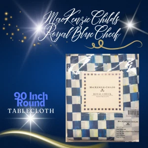 MacKenzie Childs Royal Check Round Tablecloth 90" - Picture 1 of 8