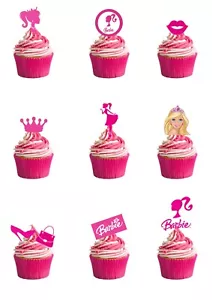 Cake Toppers BARBIE Themed 30 Stand Up Edible Premium Wafer Paper Cake Toppers - Picture 1 of 10