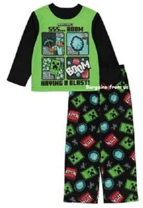 Minecraft Pajamas 2 Pc Fleece Pajama Set - Size 8 - - Picture 1 of 2