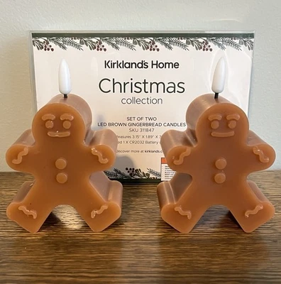 Набор/2 столба Kirkland светодиодная свеча свет пряник человек Рождественский настольный декор - Изображение 1 из 4