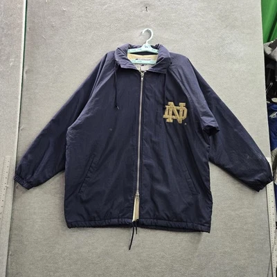 Abrigo de lluvia vintage Notre Dame Lucha Irlandesa Hombres Chaqueta L Azul Marino Campeón Años 90 Foto 1 de 4