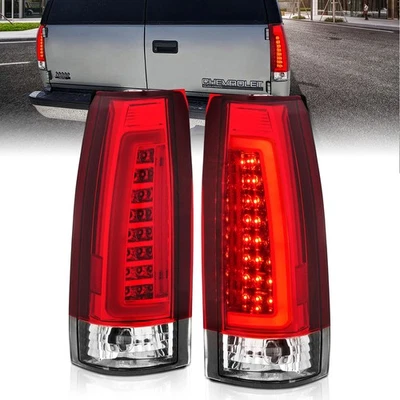 Luces traseras LED ANZO para Cadillac Escalade 1999-2000 carcasa cromada roja/transparente Foto 1 de 4