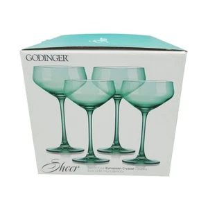 Godinger Sheer Crystal Coupe Gläser 4er Set Hellgrün Cocktail je 8 Unzen - Bild 1 von 7