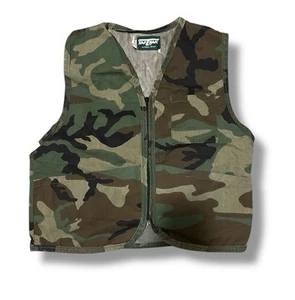 Vintage SafTbak Men’s Small Green Camouflage Camo Hunting Vest USA - Picture 1 of 3