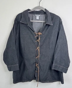 Stonebridge Women Plus Sz 22 Denim Lace Up Bodice Renaissance Western Rodeo Boho - Picture 1 of 6
