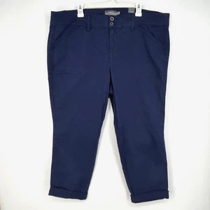 Torrid Womens Size 20 Aviator Cropped Twill Pants Navy Blue Patch Pockets Cuffed - Picture 1 of 9