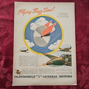 Oldsmobile Flying Buzz-Saw WWII Flugzeug Abzeichen Vintage Printanzeige - 1943 - Bild 1 von 1