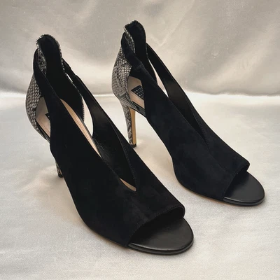 Белый дом черный рынок Grace замши искусственной змеиной кожи печать с открытым носком насосы размер 9,5 М - Изображение 1 из 4