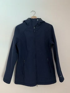 Marmot Softshell Hooded Jacket Women Sz M Navy Blue Slim Fit Fleece Lining Sport - Picture 1 of 10
