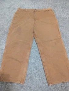 Carhartt Carpenter Pants Mens 42x28 Brown B111 BRN Flannel Lined Washed Duck - Picture 1 of 11