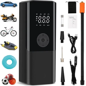 Mini bomba de aire eléctrica para bicicleta 150 PSI con medidor digital de presión de neumáticos, luz LED - Imagen 1 de 10