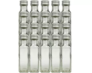 100 Maraska 100 ml leere Glasflaschen Maraska Likörflaschen Flasche Eckig Silber - Bild 1 von 1