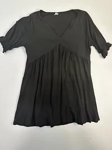Pink Daisy Women's Blouse Pullover Short sleeve V neck Black Size 2X - Picture 1 of 3