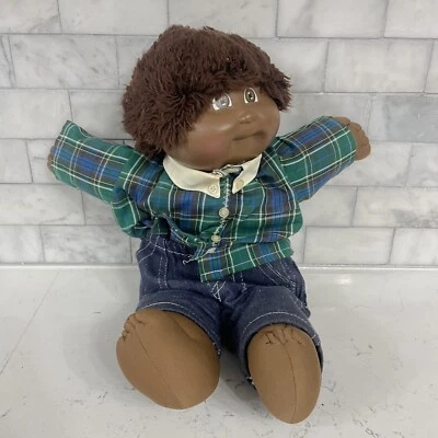 Camisa xadrez vintage Cabbage Patch 1978, 1982 menino afro-americano cabelo curto #3 - Imagem 1 de 4