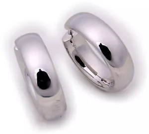 Pendientes plegables criollos semicirculares cóncavos plata auténtica 925 20mm plata de ley - Imagen 1 de 4