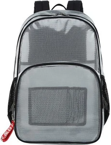 Heavy Duty Mesh Backpack See Through Bag Stadium Approved Schoolbag with Lapt... - Picture 1 of 7