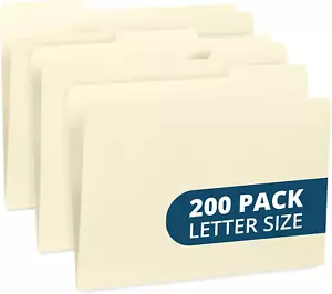 200 Manila File Folders, Letter Size, 1/3 Cut Tab, Easy File Storage 200 pre box - Picture 1 of 5