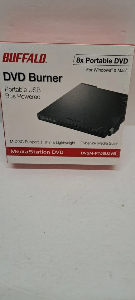 Buffalo MediaStation 8x USB 2.0 Portable DVD Writer with M-Disc DVSM-PT58U2VB - Image 1 of 4