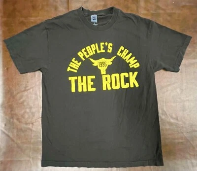WWE Black Large T-Shirt The Rock The People's Champ 20 Years Cotton - Image 1 of 3