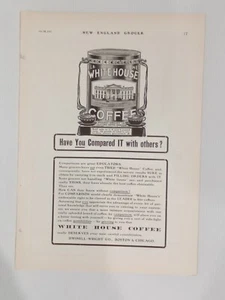 White House Coffee 1907 New England Grocer Print Advertising Can Cups  Boston - Picture 1 of 2