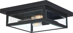 Westover Outdoor Flush Mount Ceiling Light 12 Inch 2-Light Earth Black Indust... - Picture 1 of 8