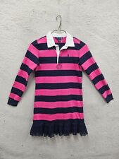 Ralph Lauren Girls Dress Extra Large Pink Striped 100%Cotton Long Sleeve Lace Tr