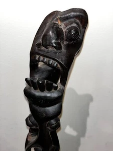 African 24" Makonde Hand Carved Ebony Wood Tribal Folk Art Statue Old - Picture 1 of 14