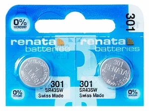 2 x Renata 301 / 386 Pile Batterie Mercury Free Silver Oxide SR43SW 1.55V - Zdjęcie 1 z 1