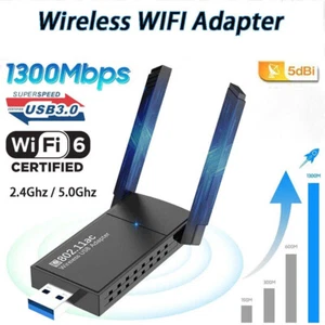 USB Wireless WIFI Adapter Long Range Dongle Dual Band 1300Mbps 5/2.4Ghz Network - Afbeelding 1 van 22